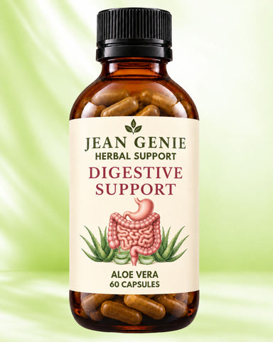 Organic Aloe Vera Capsules by Jean Genie Health for digestive comfort and gut health